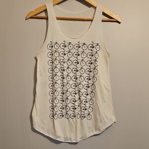 Women's Cream Bicycle Print Tank Top
